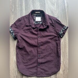 Denim & Flower White Button Down Shirt with Contrasting Cuffs